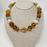 The Woods Short Amber, Pearl and Amazonite Necklace (trunk show)