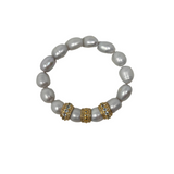 The Woods Freshwater Pearl Bracelet with 3 Brass and Diamond Charms (trunk show)