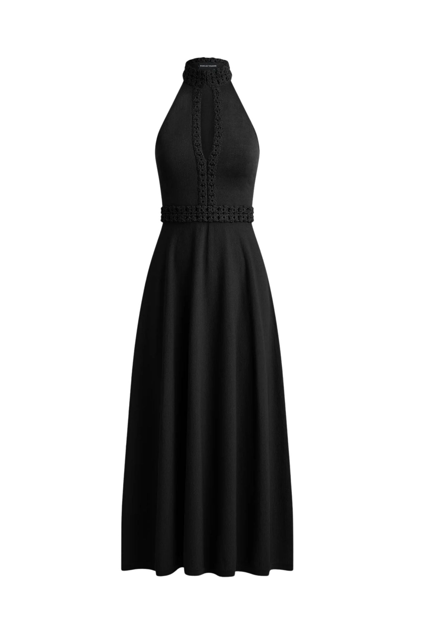 Scanlan Theodore - Crepe Knit Daisy Sleeveless Dress - Women's High Neck Keyhole Black Dress