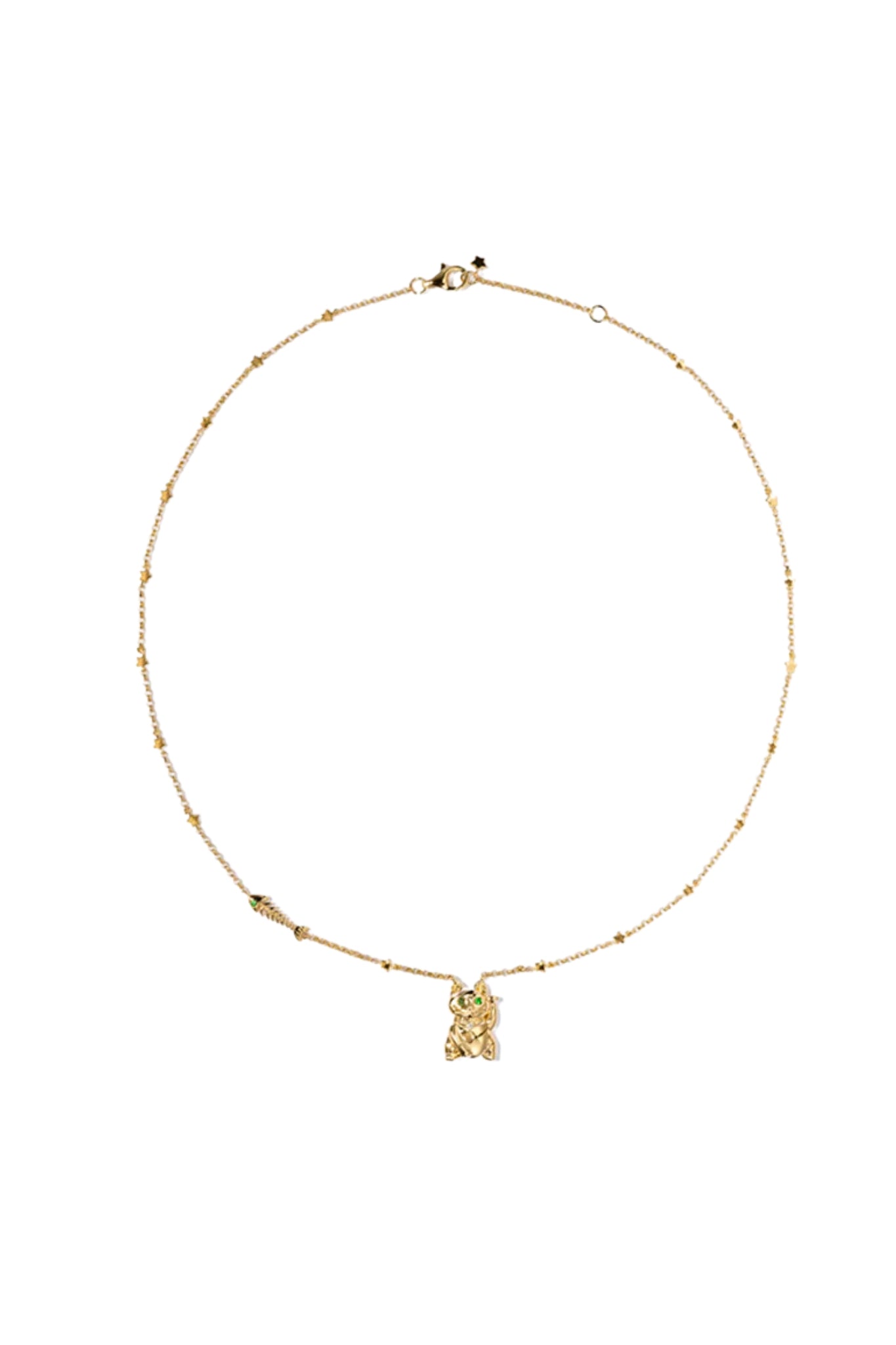 Boochier Yellow Gold Lucky Cat Diamond Necklace