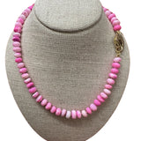 V11325 The Woods TS Pink Opal Candy Necklace with Brass Diamond Pave Clasp