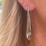 The Woods Silver and Diamond Elongated Open Hoop Earrings (trunk show)