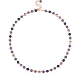 Irene Neuwirth Classic Necklace set with 5mm Rose Cut and Cabochon Lapis, Tanzanite, and Rose of France