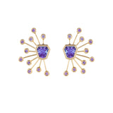 Brent Neale Semi-Precious Kite Studs with Sapphire Sputnik Ear Jackets Amethyst/ Purple Sapphires