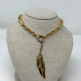 The Woods TS Brass and Diamond Feather Pendant