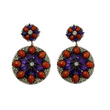 The Woods Coral and Amethyst Drop Earrings