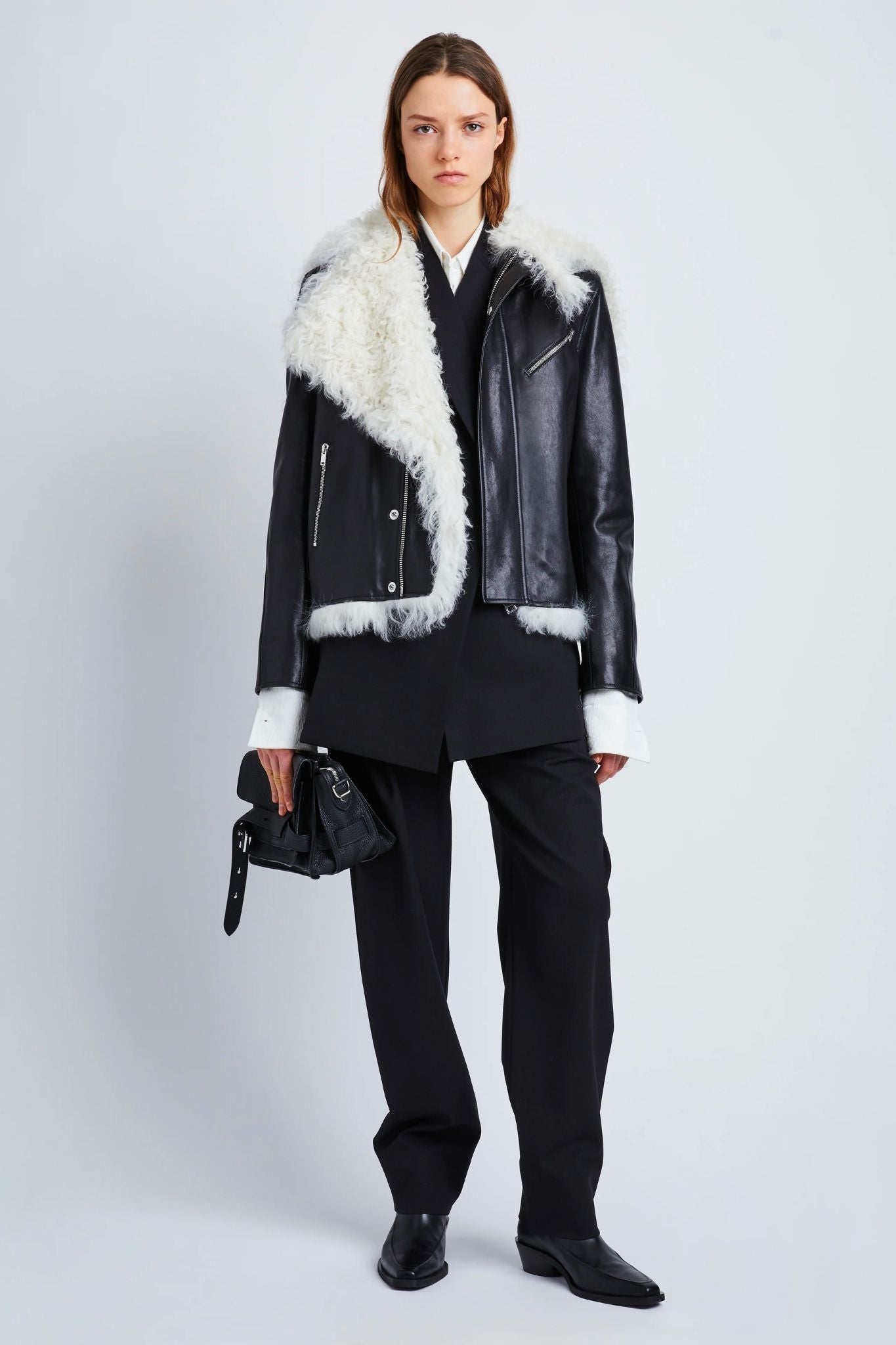 Proenza Schouler Leather Shearling Motorcycle Jacket