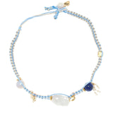 Joie DiGiovanni Summer dream sky baroque Pearl lucky charm and gold silk rocker choker