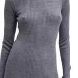 Tibi Feather Weight Ribbed Crewneck Pullover