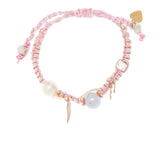 Joie DiGiovanni Angel Barbie Pearl Rose Gold Lucky Charm Silk Rocker Bracelet