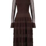 Lela Rose Ruffle Detail Knit Piper Dress