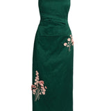 Erdem Embroidered Textured Satin Midi Pencil Dress