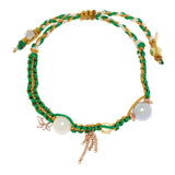 Joie DiGiovanni Golden Green Garden Pearl & Rose Gold Silk Rocker Bracelet