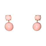 Irene Neuwirth Gumball 18k Rose Gold post Earrings set with 11x9 Pink Opal Cabochons and 16mm Pink Opal Spheres