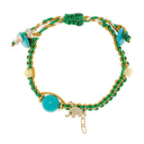 Joie DiGiovanni Green elephant turquoise silk rocker bracelet