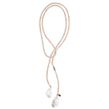 Joie DiGiovanni Classic Baroque Pearl Lariat: Aquamarine and Pink Opal Ombre Gemstone Lariat with Diamond Accents