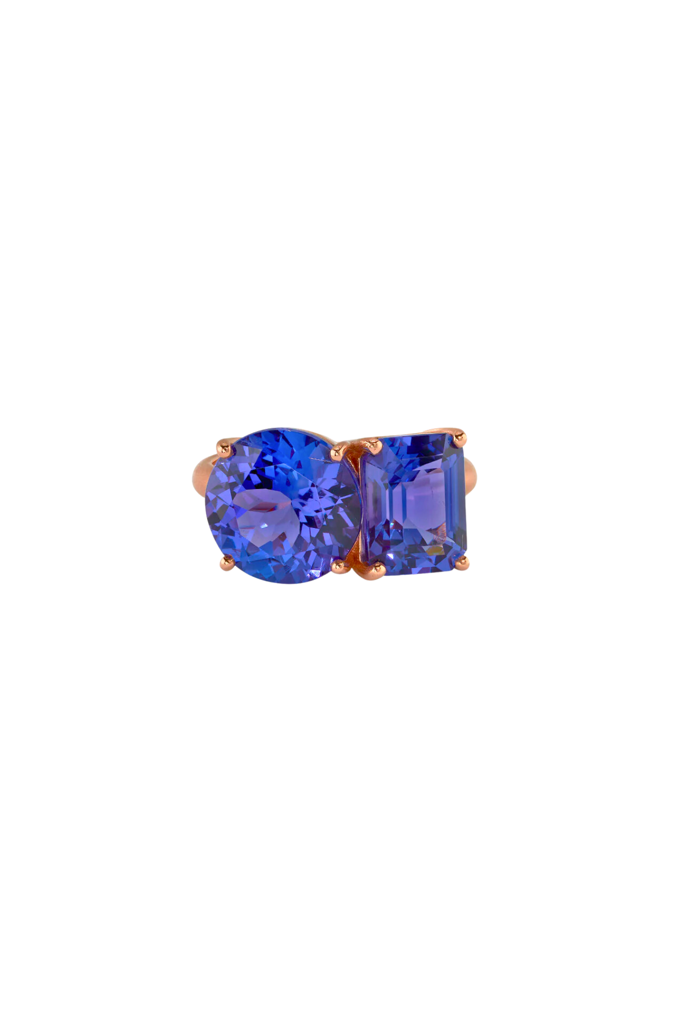 Irene Neuwirth Gemmy Gem Double Stone One of a Kind 18k Rose Gold Ring set with Tanzanite (18.09 cts)