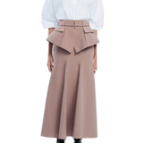 Lela Rose Melange Crepe Belted Skirt