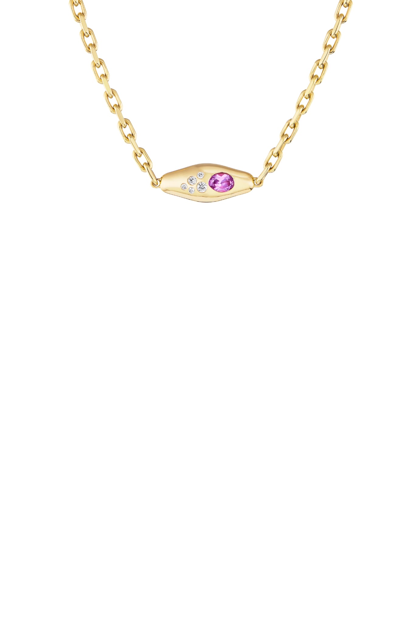 Uniform Object Mini Vessel Necklace Yellow Gold/ Pink Sapphire/ Diamond