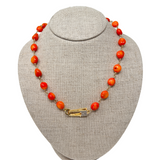 The Woods Short Coral and Brass Necklace (trunk show)