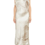 Brandon Maxwell Evie Sleeveless Midi Shift Dress w/ Neck Scarf