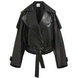 Brandon Maxwell Collins Cropped Leather Trench Coat