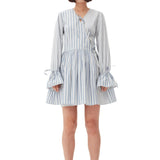 Ganni Stripe Cotton Mini Wrap Dress