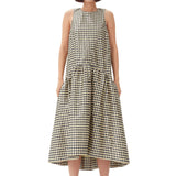 Ganni Shiny Check Jacquard Midi Dress