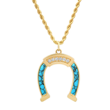 Established XL Diamond Horseshoe on Leather Rope Chain