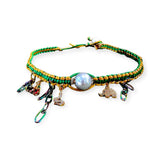 Joie DiGiovanni Green with Envy Lucky Charm Silk Rocker Choker