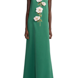 Lela Rose 3D Peony Embroidered Faille Gown
