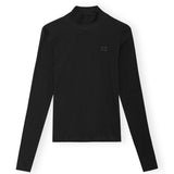 Ganni Soft Cotton Rib Long Sleeve T-Shirt