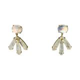 Irene Neuwirth Classic 18K Yellow Gold Post Earrings set with 11x9 Ovals and 20x5 Rose Cut Pear Shape Rainbow Moonstone