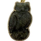 V11401 The Woods TS Labradorite Owl Pendant with Diamond Pave
