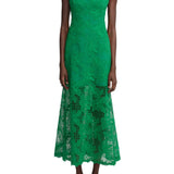 Lela Rose Lattice Guipure Lace Midi Dress