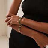 Joie DiGiovanni Golden Green Garden Pearl & Rose Gold Silk Rocker Bracelet