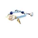 Joie DiGiovanni Blue Sky Angel Baroque Pearl Lapis Gold Rocker Silk Bracelet