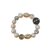 The Woods Pearl and Mother of Pearl Bracelet with large diamond and pearl charm