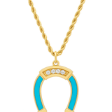 Established XL Diamond Horseshoe on Leather Rope Chain