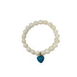 The Woods Mother of Pearl Bracelet with Turquoise Heart Charm (trunk show)