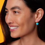 Irene Neuwirth Love 18k Yellow Gold Earrings set with 11mm Cabochon Heart Shape Kingman Turquoise