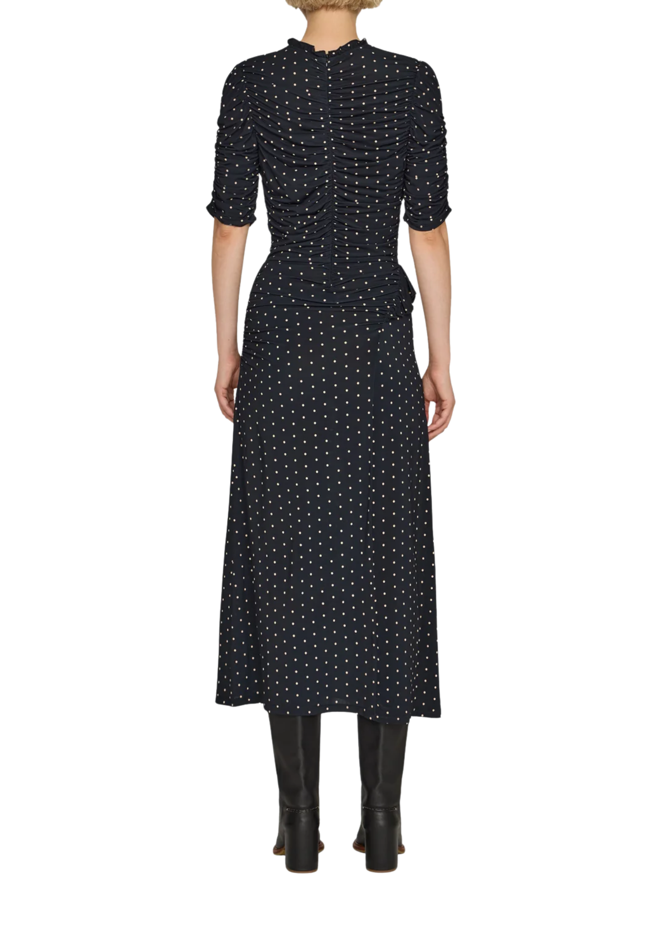 Sea Jeanne Polka Dot Print Ruched Midi Dress