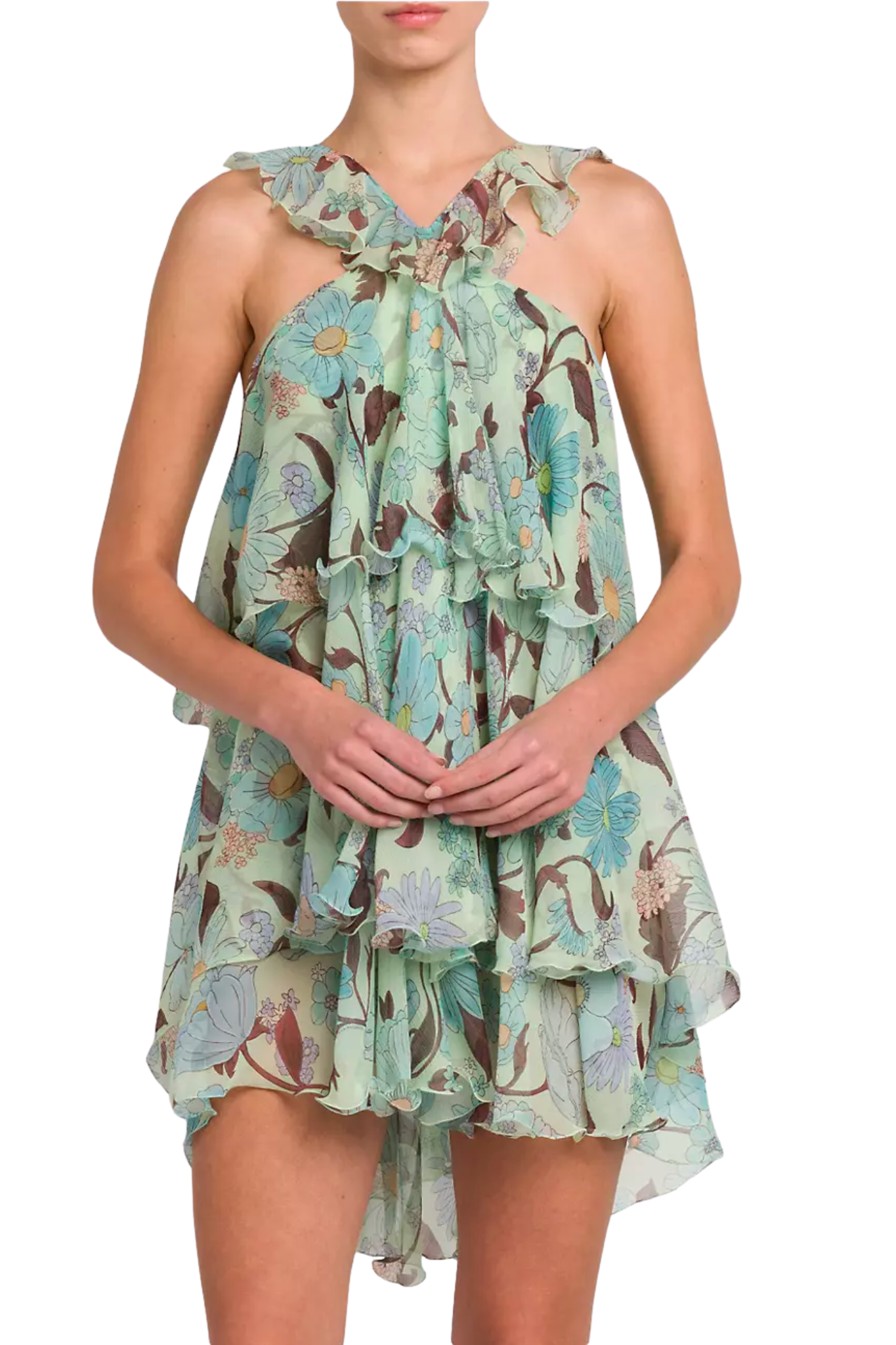 Stella McCartney Garden Print Frill Mini Dress