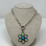The Woods TS Opal Flower Pendant with Turquoise Center
