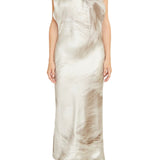 Brandon Maxwell Evie Sleeveless Midi Shift Dress w/ Neck Scarf