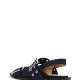 Ganni Feminine Buckle Ballerina Denim