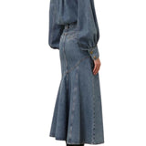 Zimmermann Illustration Denim Midi Skirt