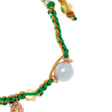 Joie DiGiovanni Golden Green Garden Pearl & Rose Gold Silk Rocker Bracelet