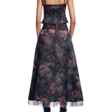 Lela Rose Floral Denim Bustier