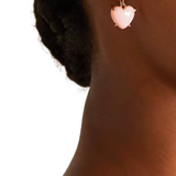 Irene Neuwirth Love 18k Rose Gold Earrings set with 11mm Cabochon Heart Shape Pink Opal